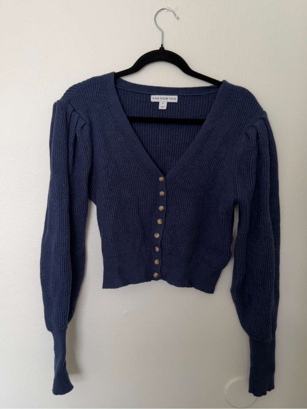 And now this Navy Ribbed V-Neck Button Cardigan Sweater